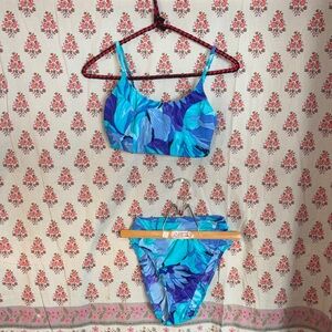 VENUS Blue and Teal Floral Print Bikini Set